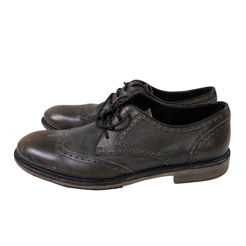 John Varvatos USA Mens Wingtip Oxford Brown Distressed Leather Dress Shoes 8M
